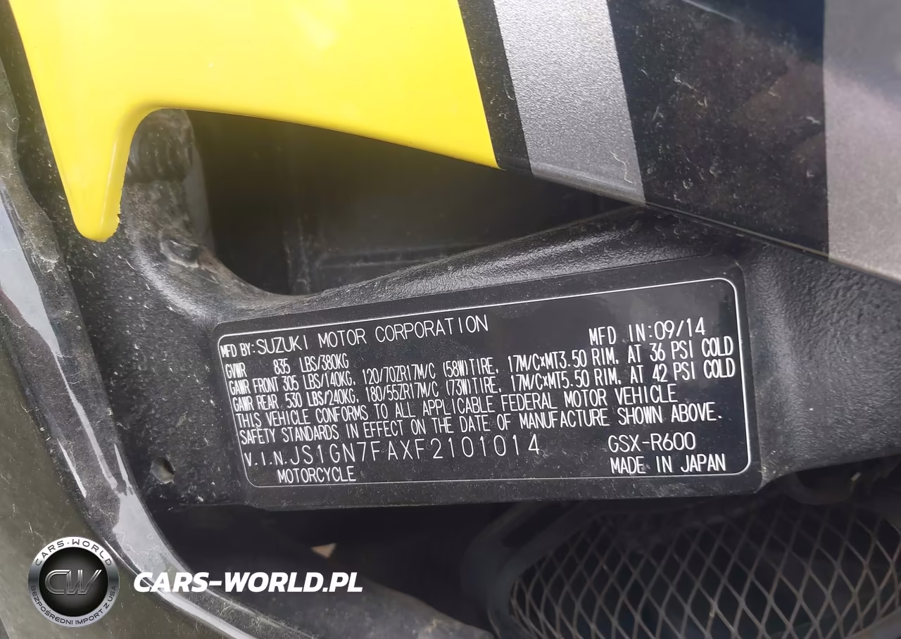 2015 Suzuki Gsx-R600 VIN:JS1GN7FAXF2101014 - 10