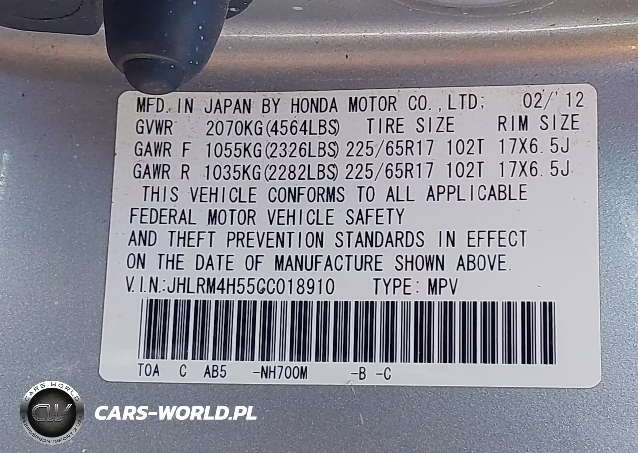2012 Honda Cr-V Ex VIN:JHLRM4H55CC018910 - 9