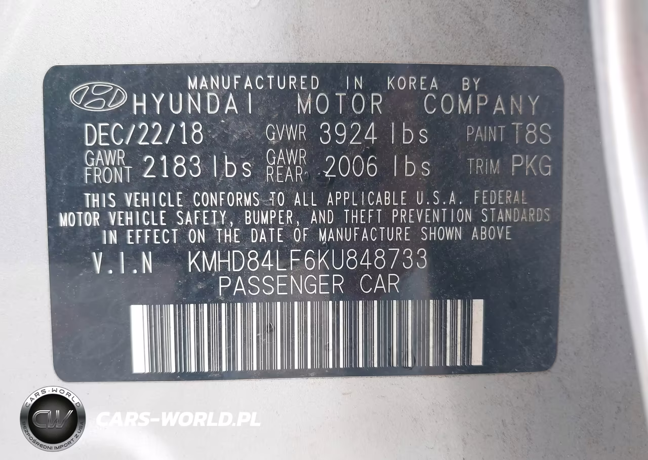 2019 Hyundai Elantra Value Edition VIN:KMHD84LF6KU848733 - 9