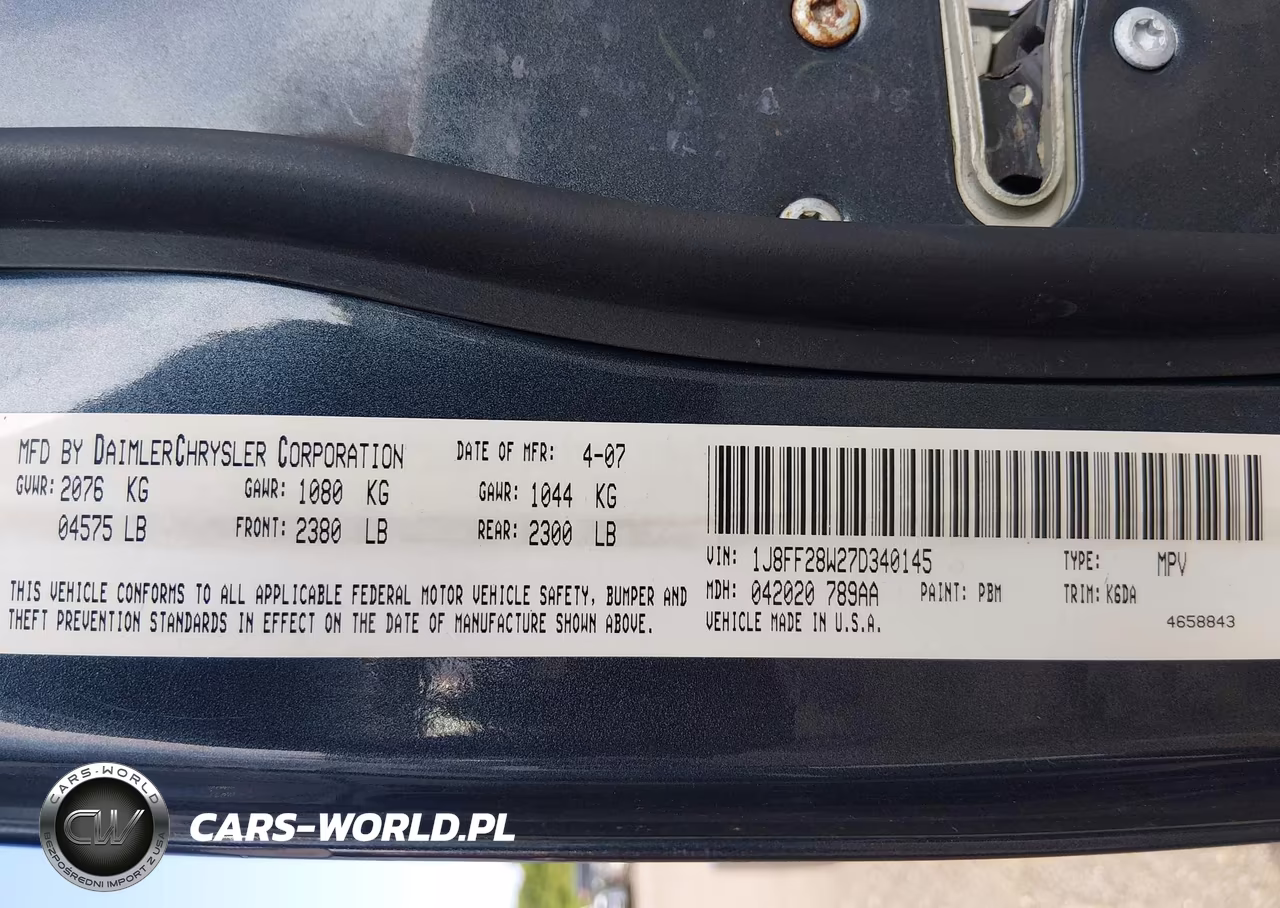 2007 Jeep Patriot Sport VIN:1J8FF28W27D340145 - 9
