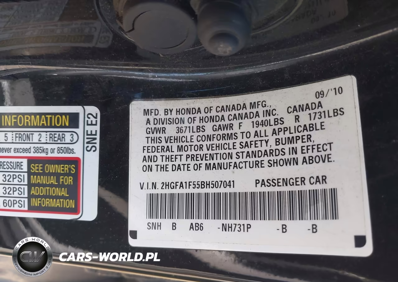2011 Honda Civic Lx VIN:2HGFA1F55BH507041 - 9