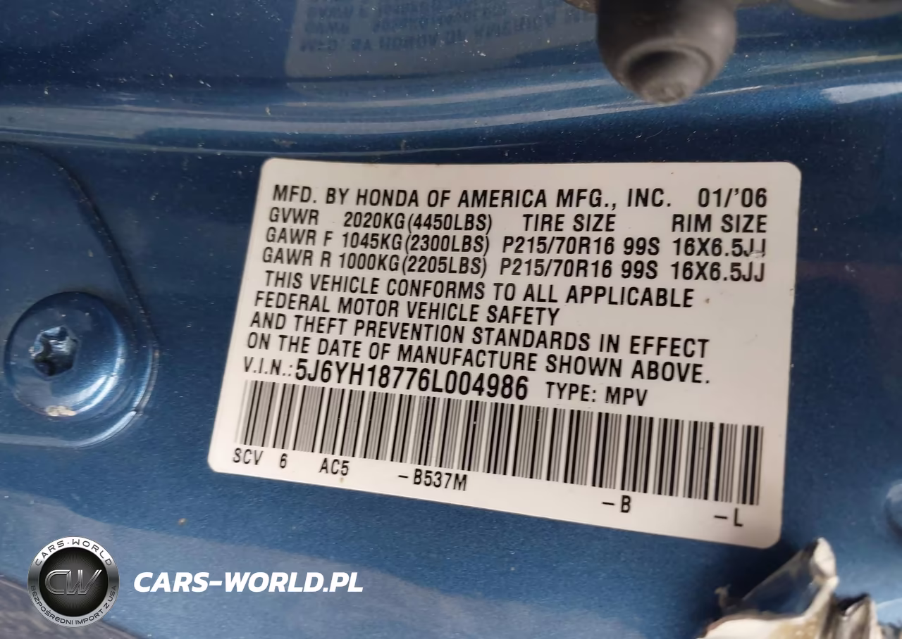 2006 Honda Element Ex-P VIN:5J6YH18776L004986 - 9