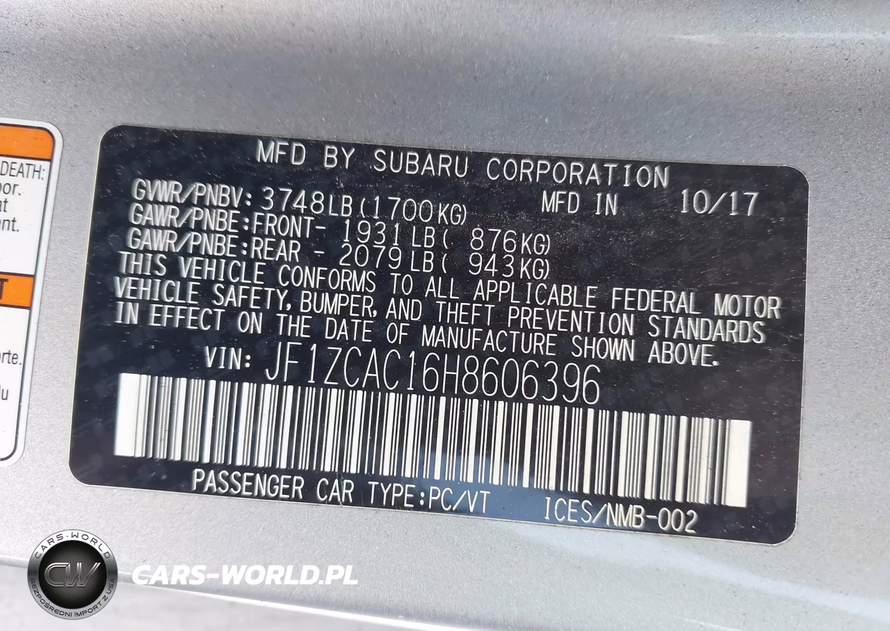 2017 Subaru Brz Limited VIN:JF1ZCAC16H8606396 - 9