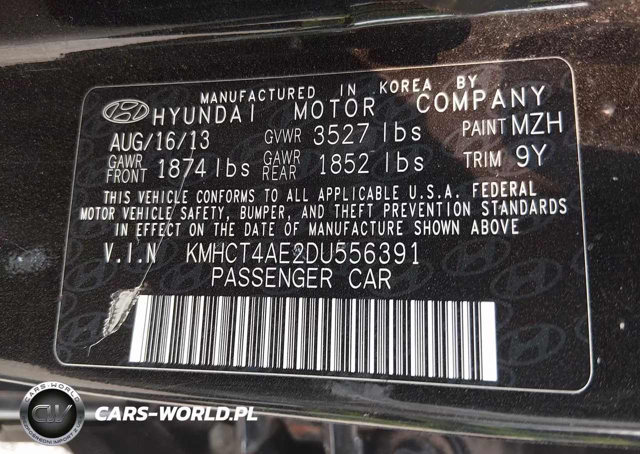 2013 Hyundai Accent Gls VIN:KMHCT4AE2DU556391 - 9