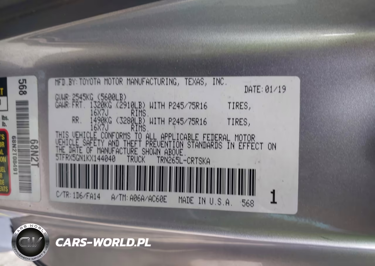 2019 Toyota Tacoma Sr VIN:5TFRX5GN1KX144040 - 9