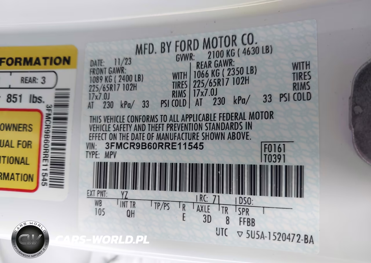 2024 Ford Bronco Sport Big Bend VIN:3FMCR9B60RRE11545 - 9