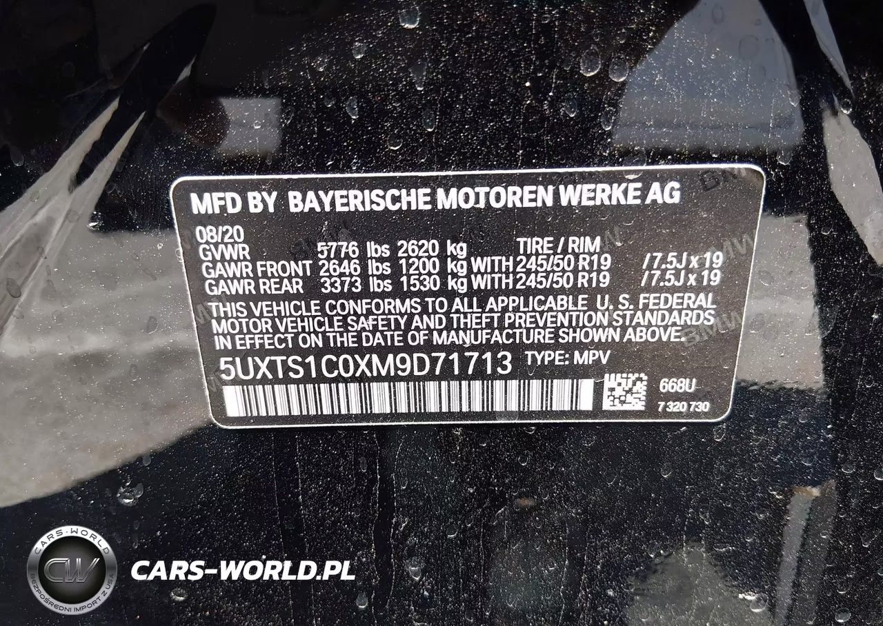 2021 BMW X3 Phev xDrive30E VIN:5UXTS1C0XM9D71713 - 9