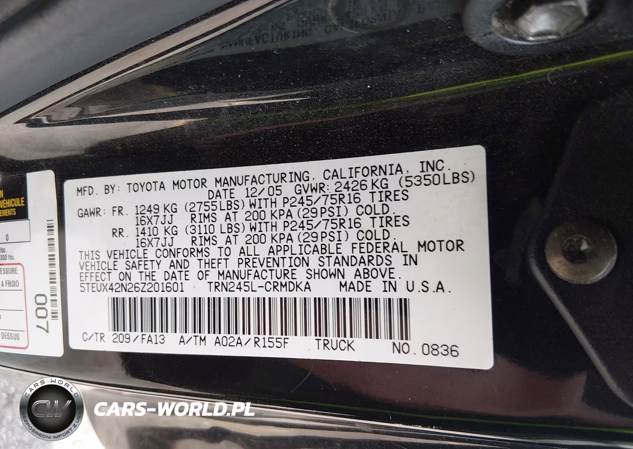 2006 Toyota Tacoma VIN:5TEUX42N26Z201601 - 9