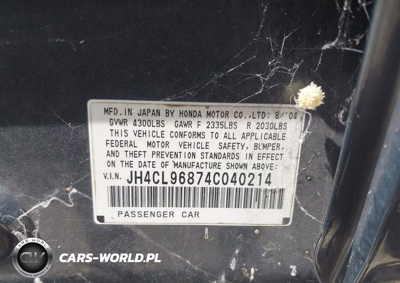 2004 Acura Tsx VIN:JH4CL96874C040214 - 9