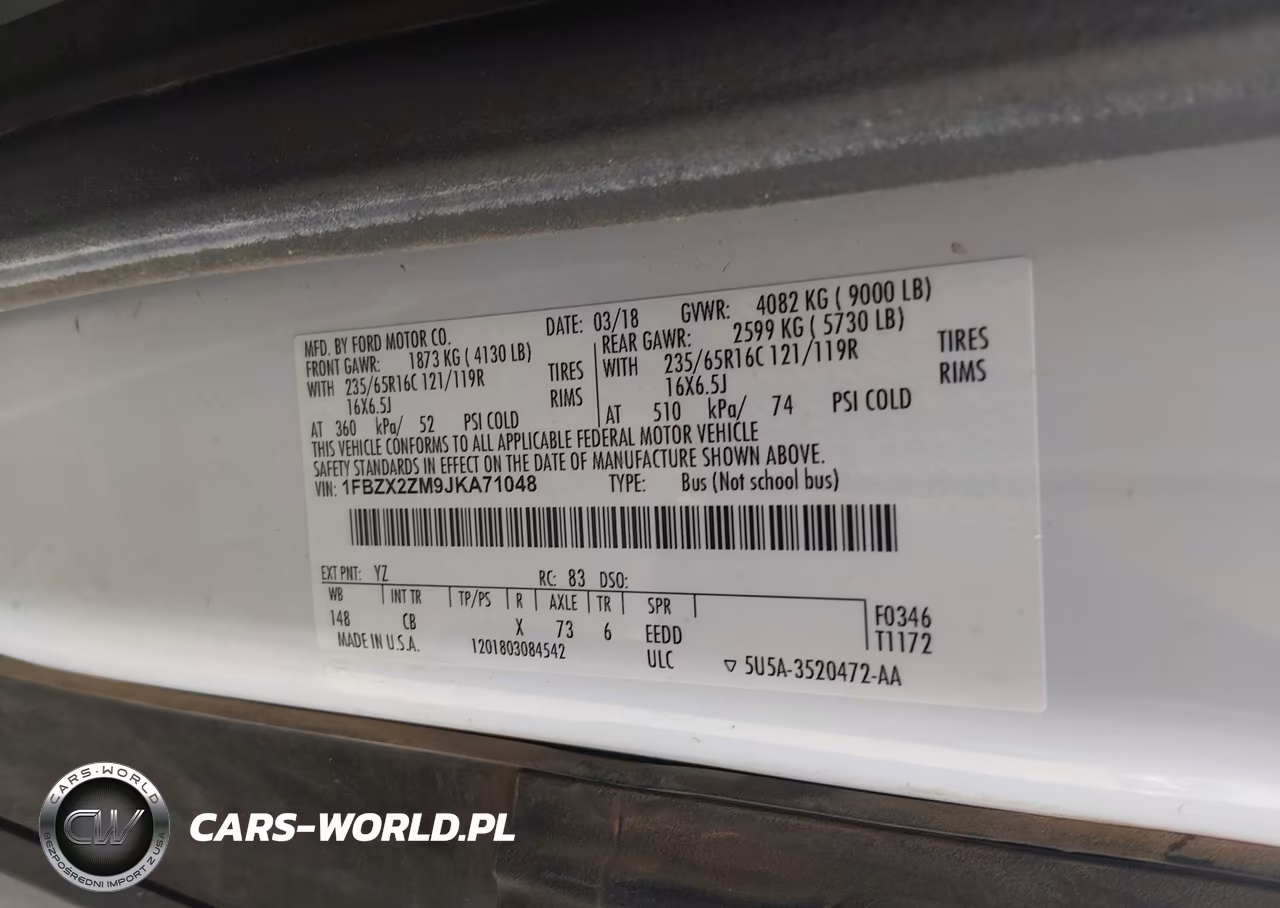2018 Ford Transit-350 Xl VIN:1FBZX2ZM9JKA71048 - 9