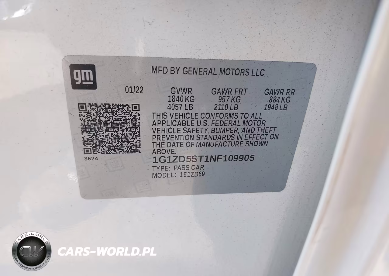 2022 Chevrolet Malibu Fwd Lt VIN:1G1ZD5ST1NF109905 - 9