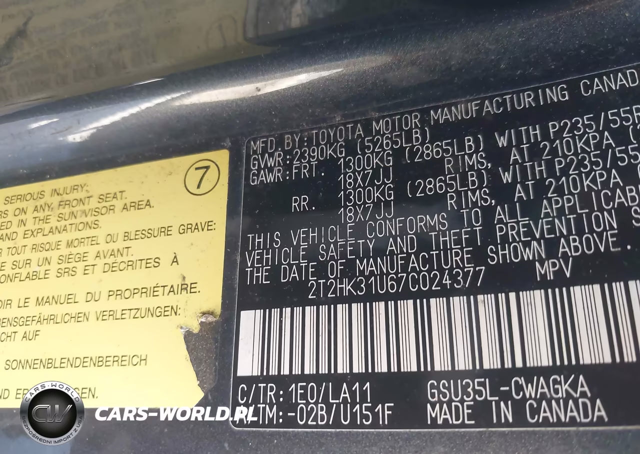 2007 Lexus Rx 350 VIN:2T2HK31U67C024377 - 9