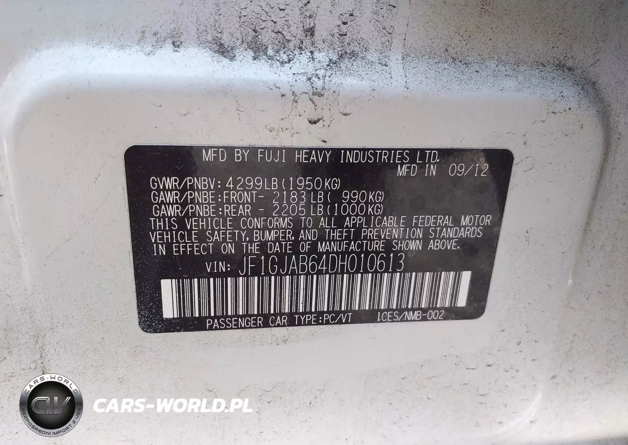 2013 Subaru Impreza 2.0I Premium VIN:JF1GJAB64DH010613 - 9