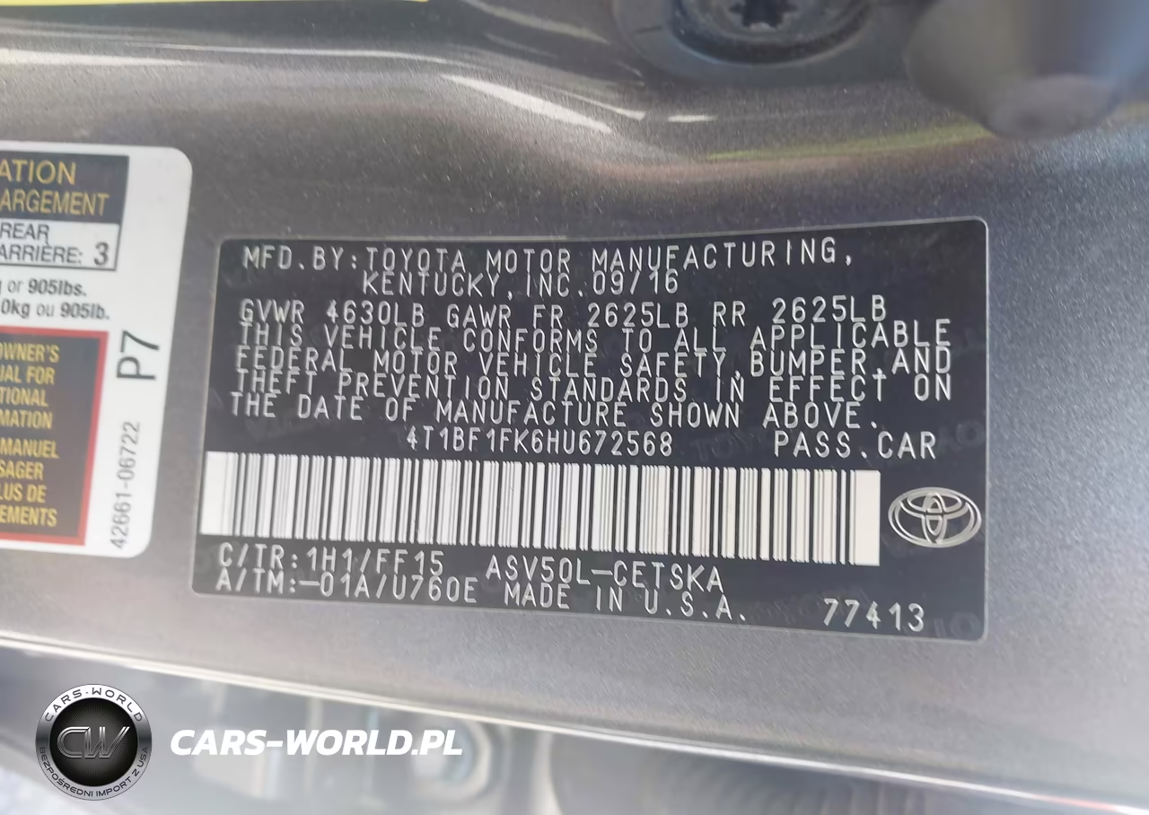 2017 Toyota Camry Se VIN:4T1BF1FK6HU672568 - 9