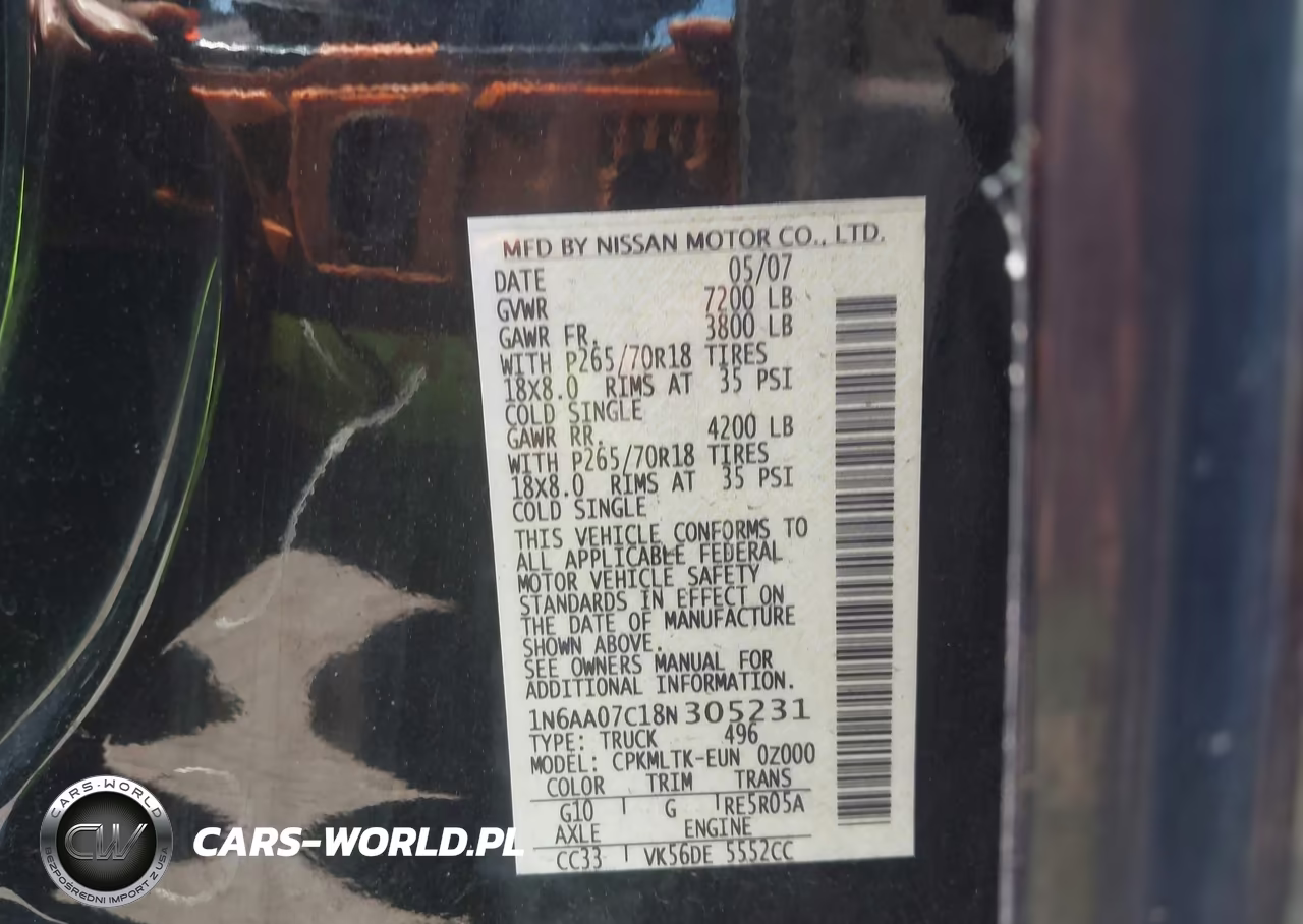 2008 Nissan Titan Se VIN:1N6AA07C18N305231 - 9