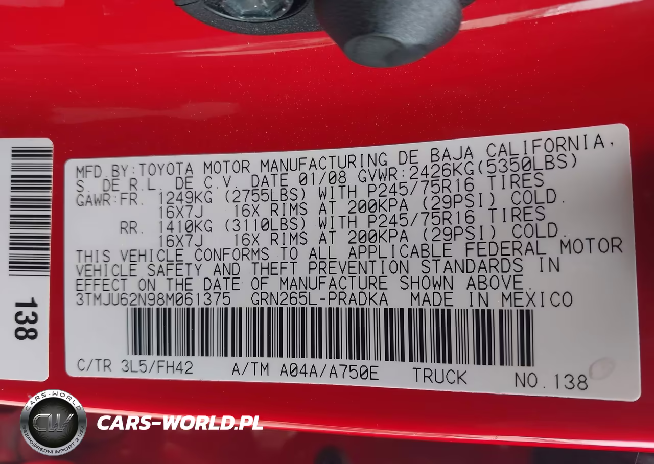 2008 Toyota Tacoma Prerunner V6 VIN:3TMJU62N98M061375 - 9