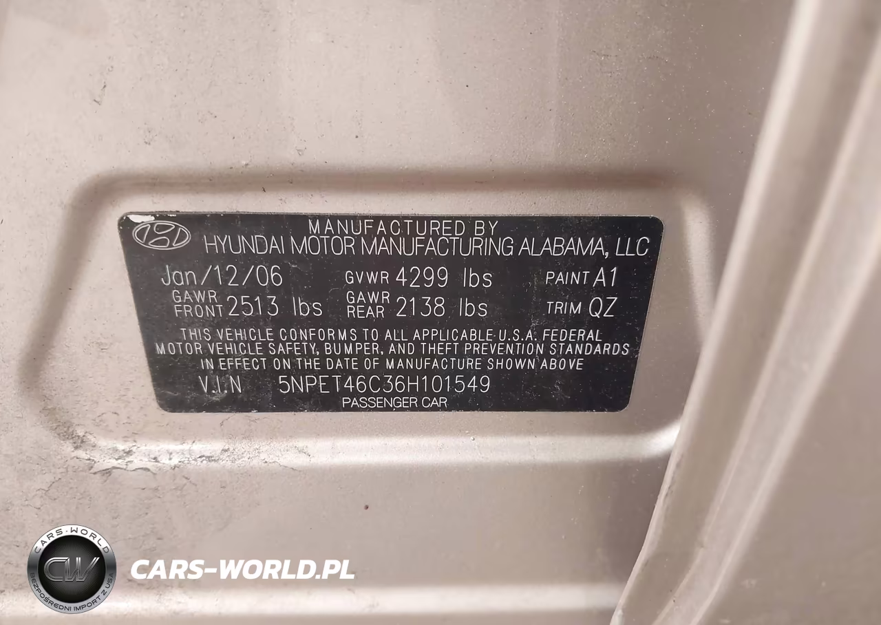 2006 Hyundai Sonata Gl VIN:5NPET46C36H101549 - 9