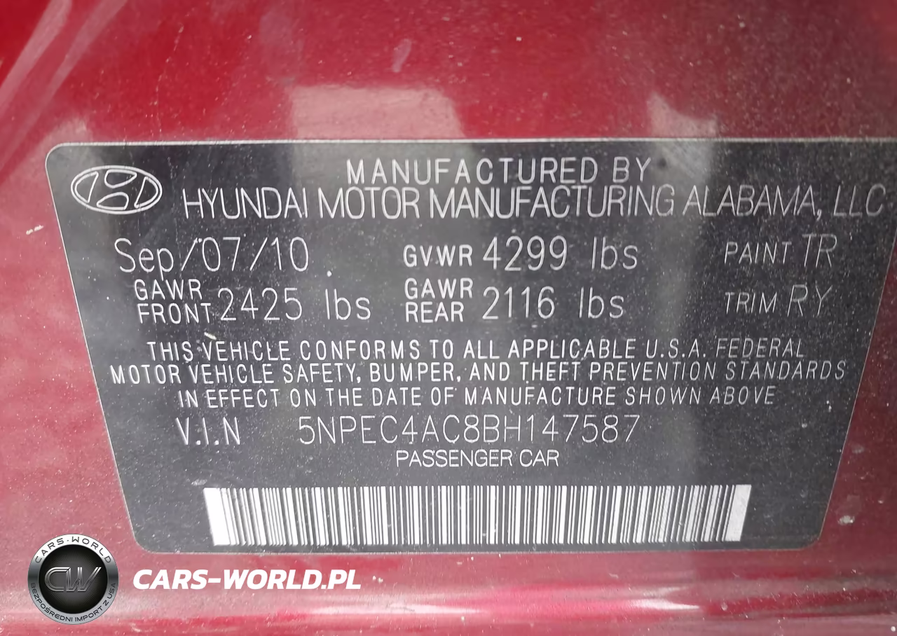 2011 Hyundai Sonata Se VIN:5NPEC4AC8BH147587 - 9