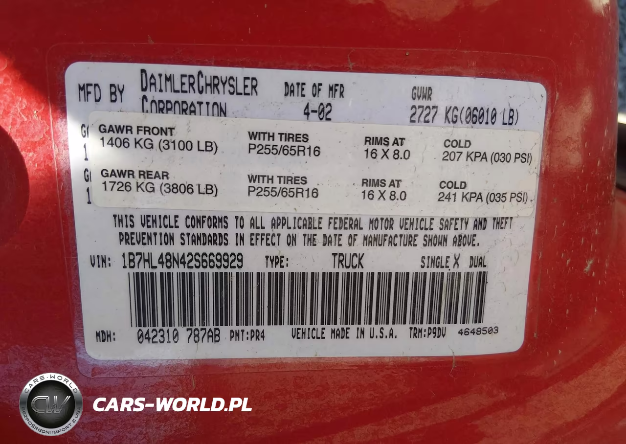 2002 Dodge Dakota Slt VIN:1B7HL48N42S669929 - 9