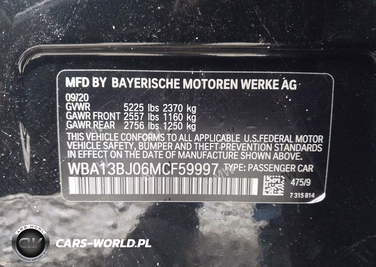 2021 BMW 530I xDrive VIN:WBA13BJ06MCF59997 - 9