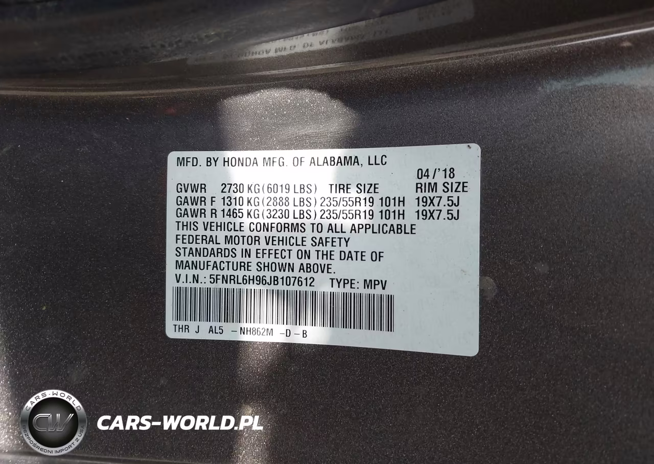 2018 Honda Odyssey Elite VIN:5FNRL6H96JB107612 - 9