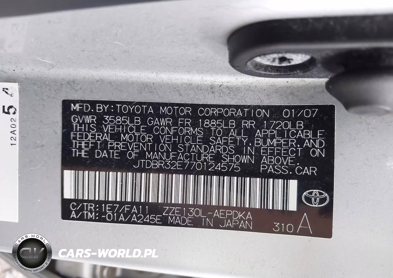 2007 Toyota Corolla Ce VIN:JTDBR32E770124575 - 9