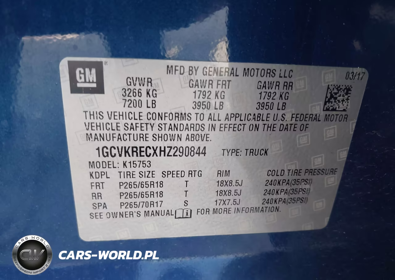 2017 Chevrolet Silverado 1500 2Lt VIN:1GCVKRECXHZ290844 - 9