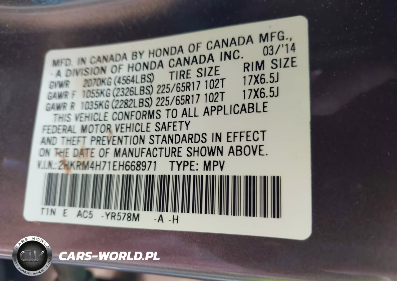 2014 Honda Cr-V Ex-L VIN:2HKRM4H71EH668971 - 9