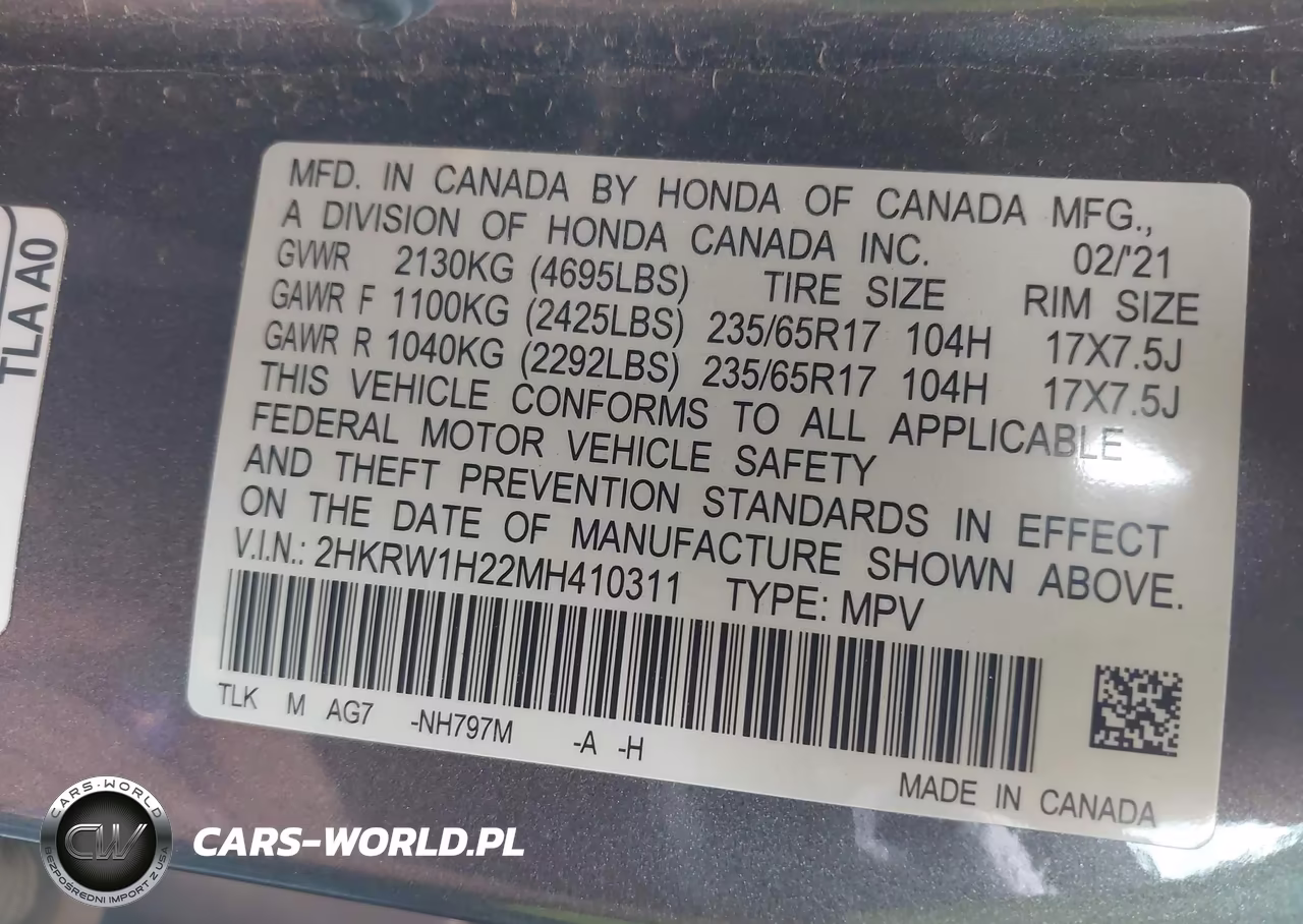 2021 Honda Cr-V 2Wd Lx VIN:2HKRW1H22MH410311 - 9