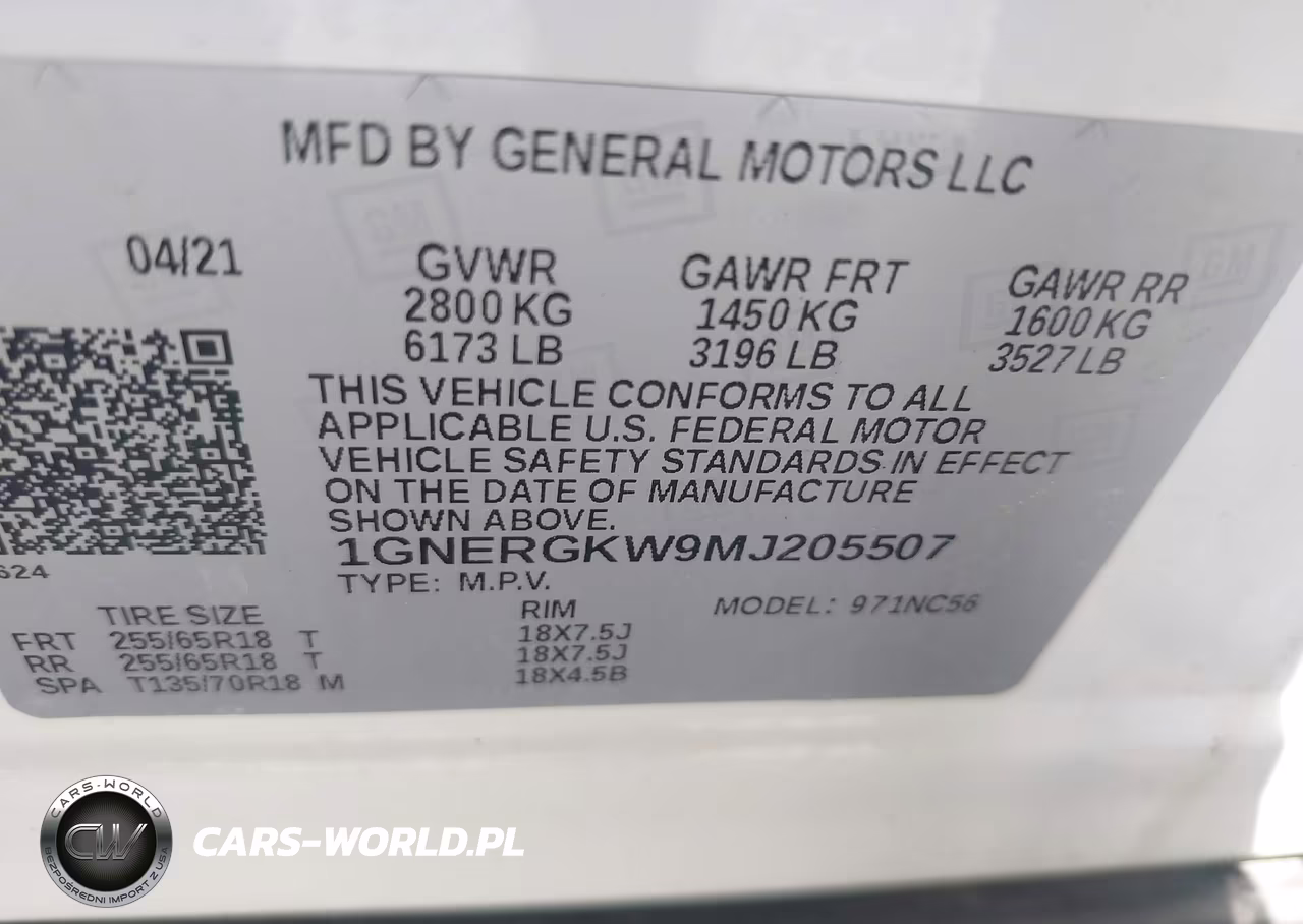 2021 Chevrolet Traverse Fwd Lt Cloth VIN:1GNERGKW9MJ205507 - 9
