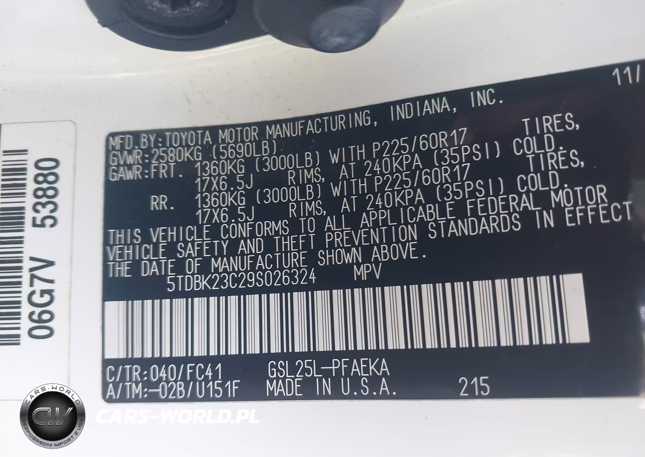 2009 Toyota Sienna Le VIN:5TDBK23C29S026324 - 9