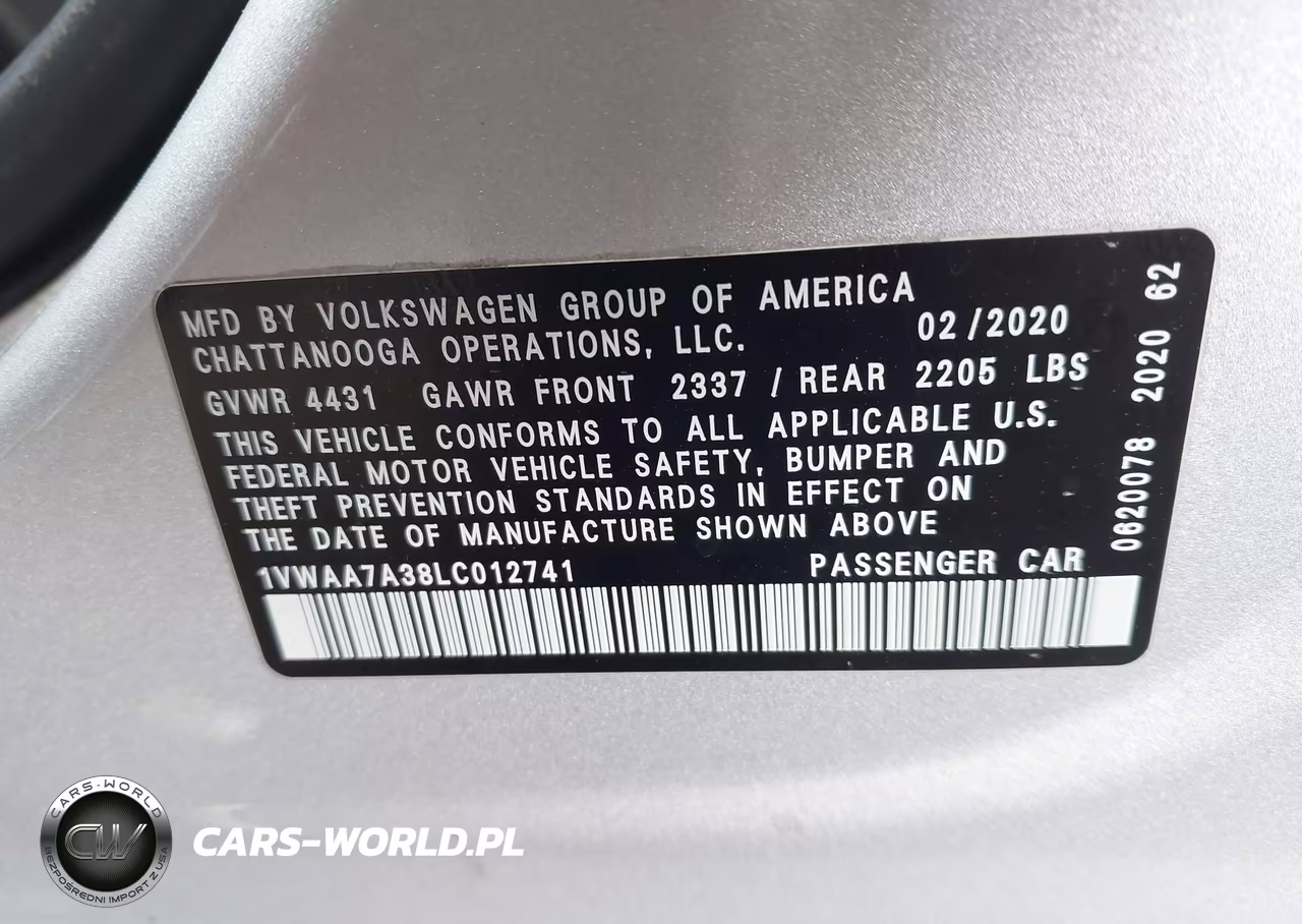 2020 Volkswagen Passat 2.0T S VIN:1VWAA7A38LC012741 - 9