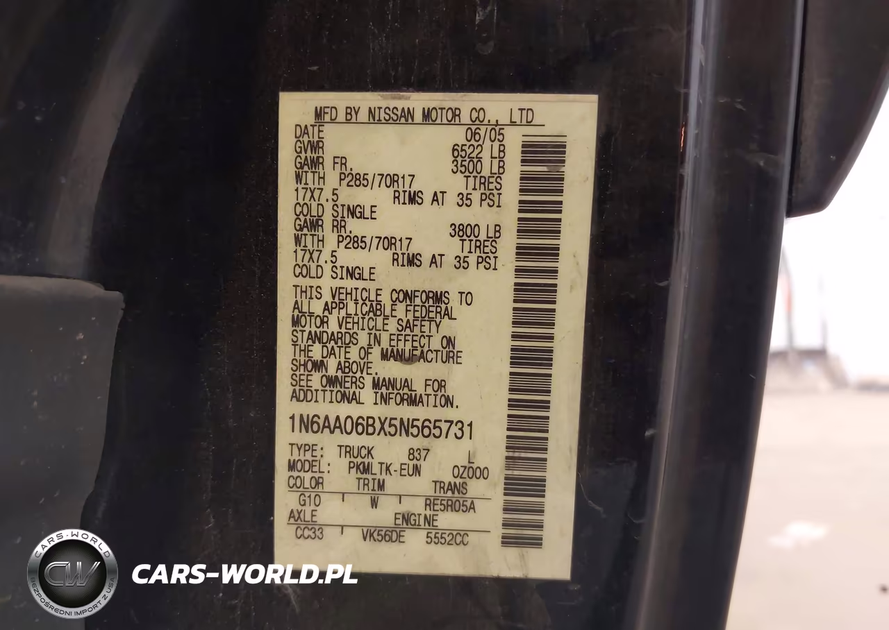 2005 Nissan Titan Se VIN:1N6AA06BX5N565731 - 9