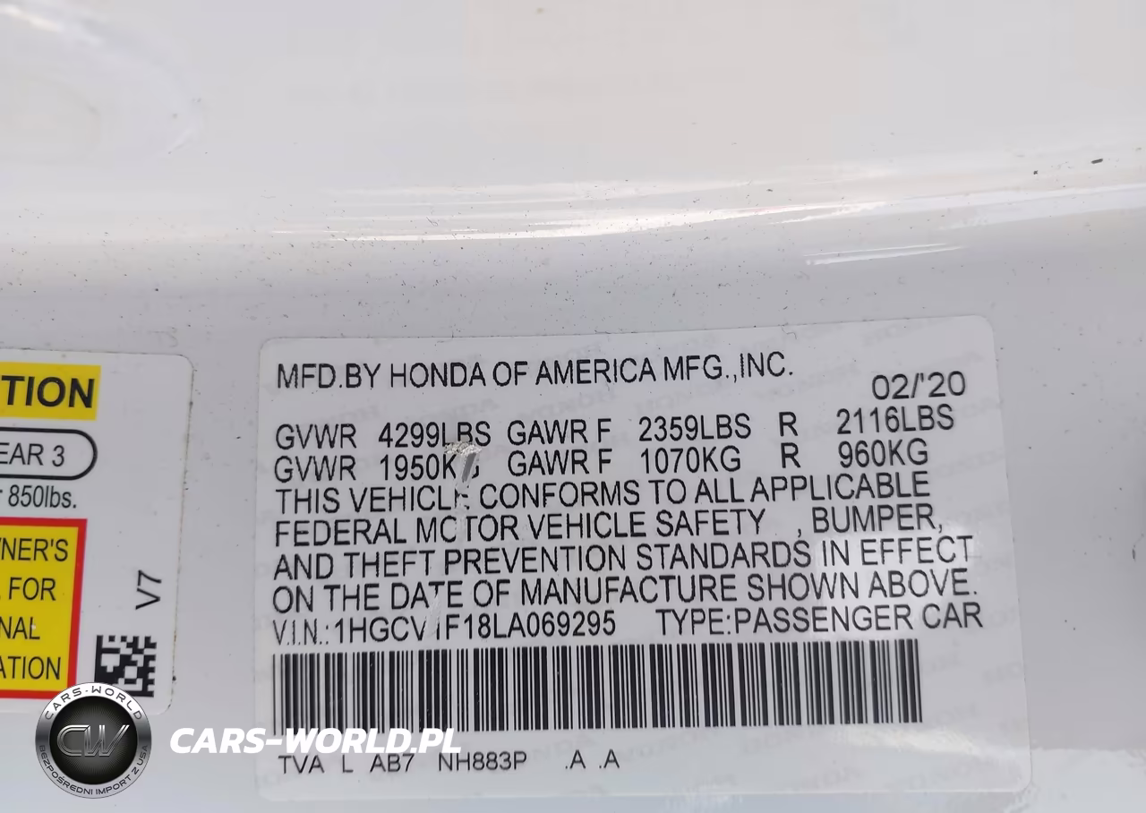 2020 Honda Accord Lx VIN:1HGCV1F18LA069295 - 9