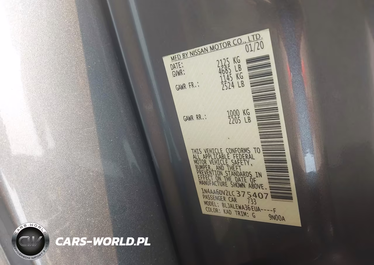 2020 Nissan Maxima Sl Xtronic Cvt VIN:1N4AA6DV2LC375407 - 9