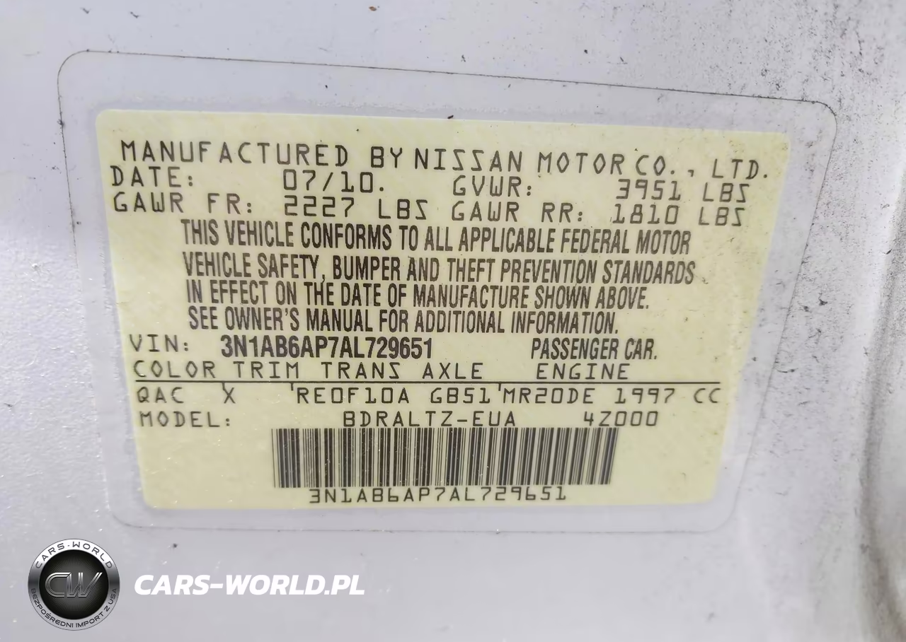2010 Nissan Sentra 2.0S VIN:3N1AB6AP7AL729651 - 9
