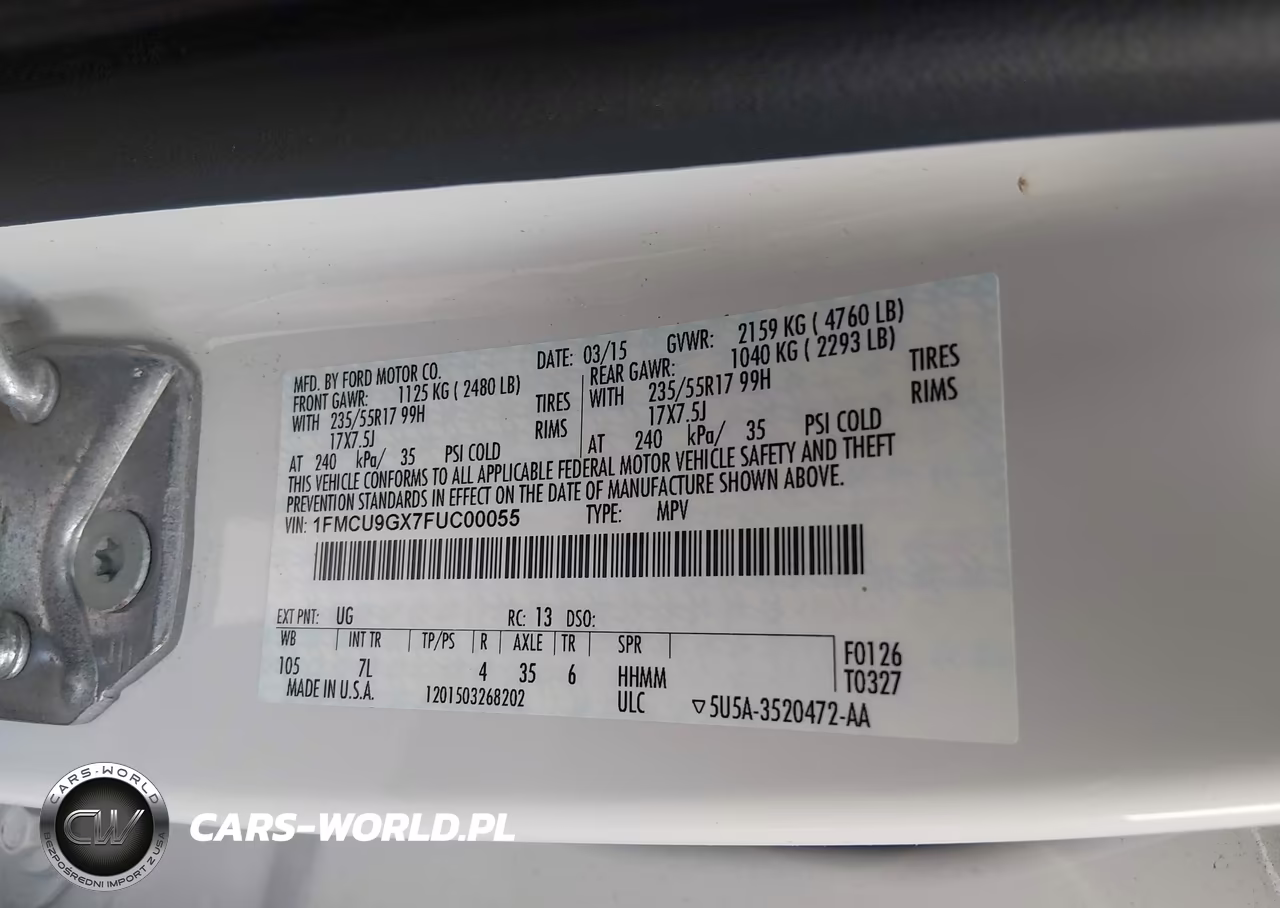 2015 Ford Escape Se VIN:1FMCU9GX7FUC00055 - 9