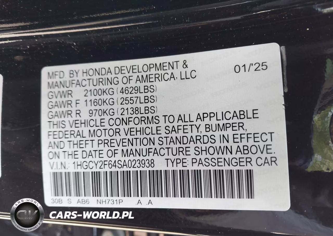 2025 Honda Accord Hybrid Ex-L VIN:1HGCY2F64SA023938 - 9