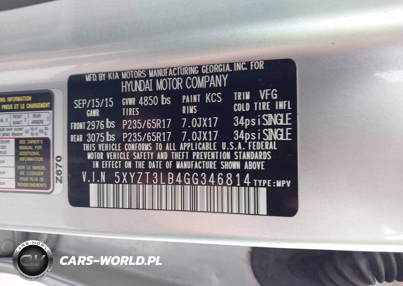 2016 Hyundai Santa Fe Sport 2.4L VIN:5XYZT3LB4GG346814 - 9