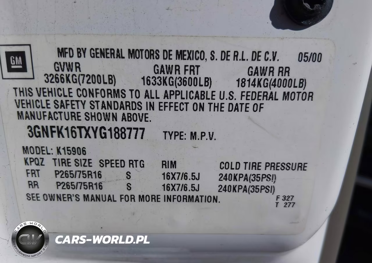 2000 Chevrolet Suburban 1500 Ls VIN:3GNFK16TXYG188777 - 9