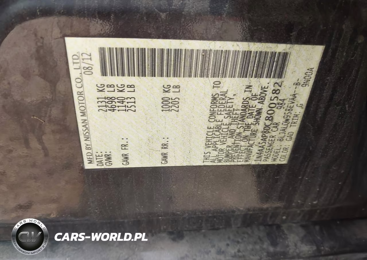2013 Nissan Maxima 3.5 S VIN:1N4AA5AP8DC800582 - 9