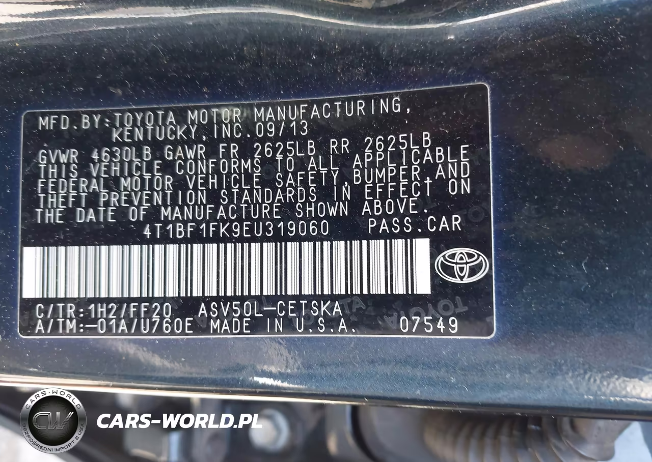 2014 Toyota Camry Se VIN:4T1BF1FK9EU319060 - 9