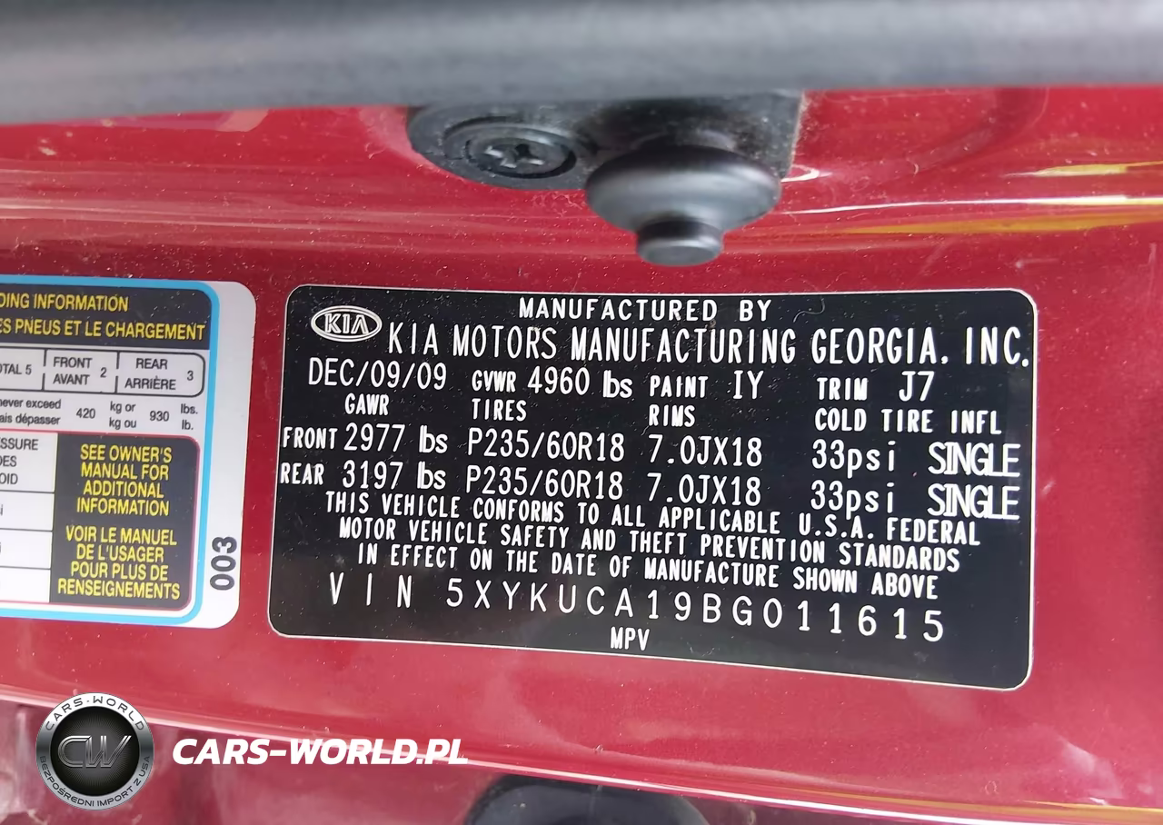 2011 Kia Sorento Ex VIN:5XYKUCA19BG011615 - 9