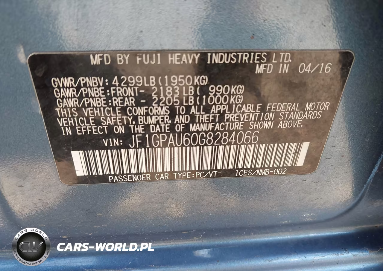 2016 Subaru Impreza 2.0I Sport Limited VIN:JF1GPAU60G8284066 - 9