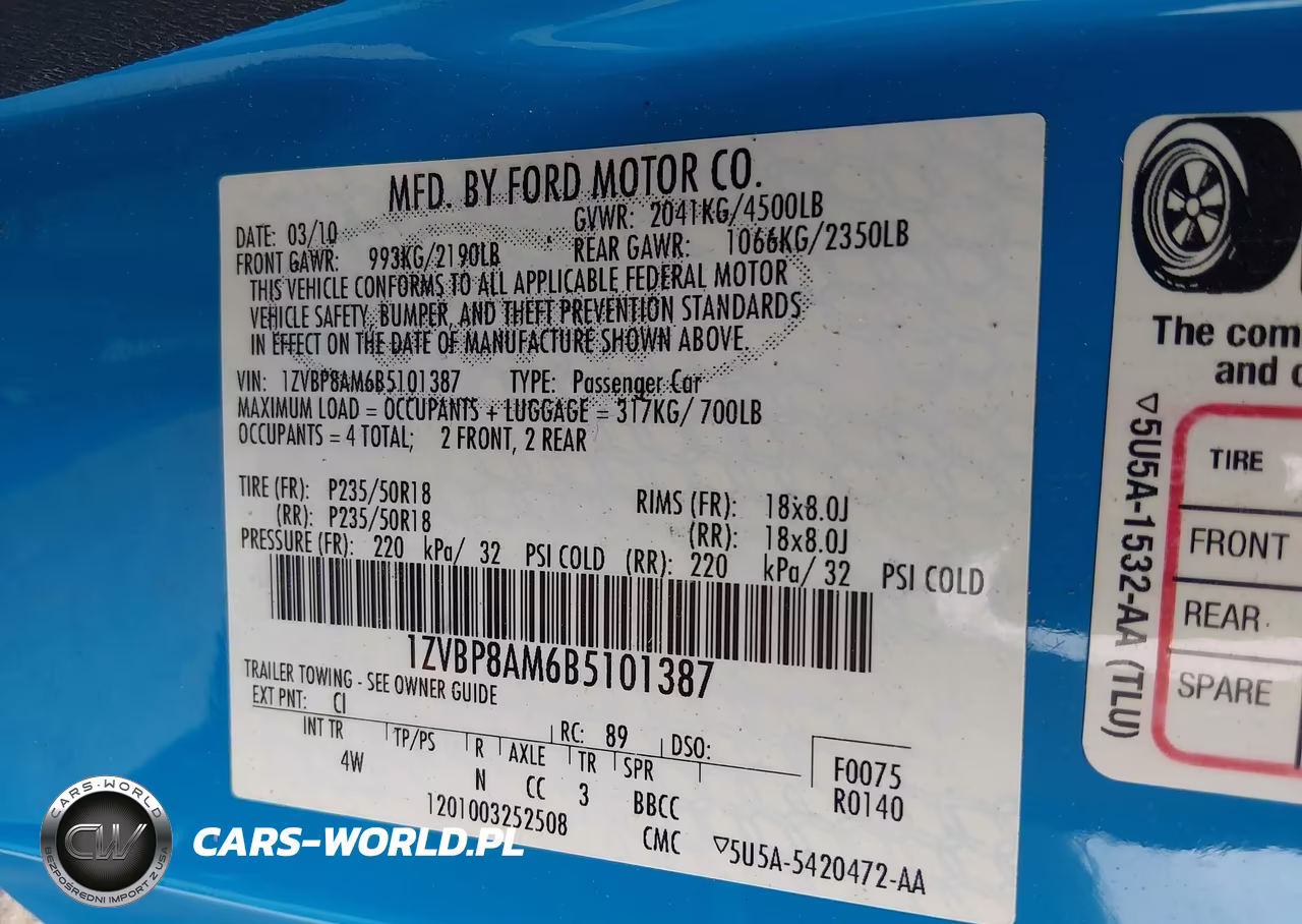 2011 Ford Mustang V6 Premium VIN:1ZVBP8AM6B5101387 - 9