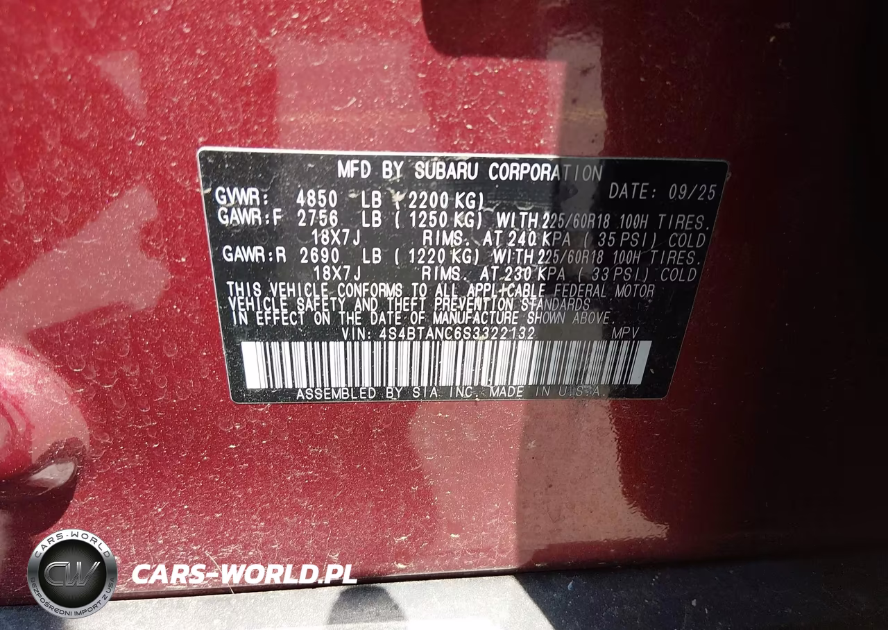 2025 Subaru Outback Limited VIN:4S4BTANC6S3322132 - 9