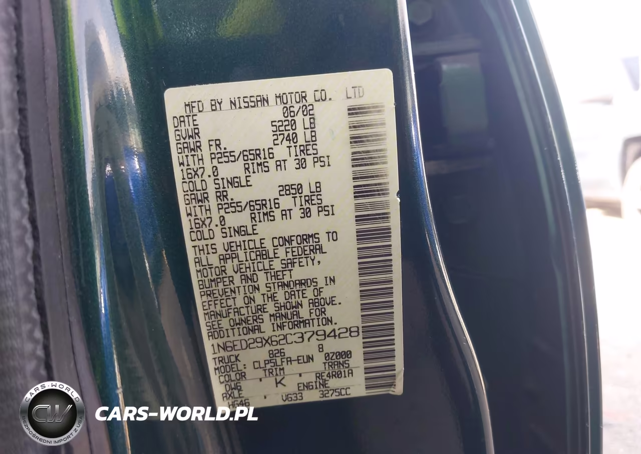 2002 Nissan Frontier Se-V6 VIN:1N6ED29X62C379428 - 9