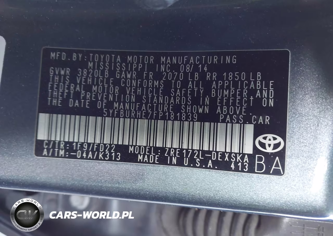 2015 Toyota Corolla S Plus VIN:5YFBURHE7FP181839 - 9