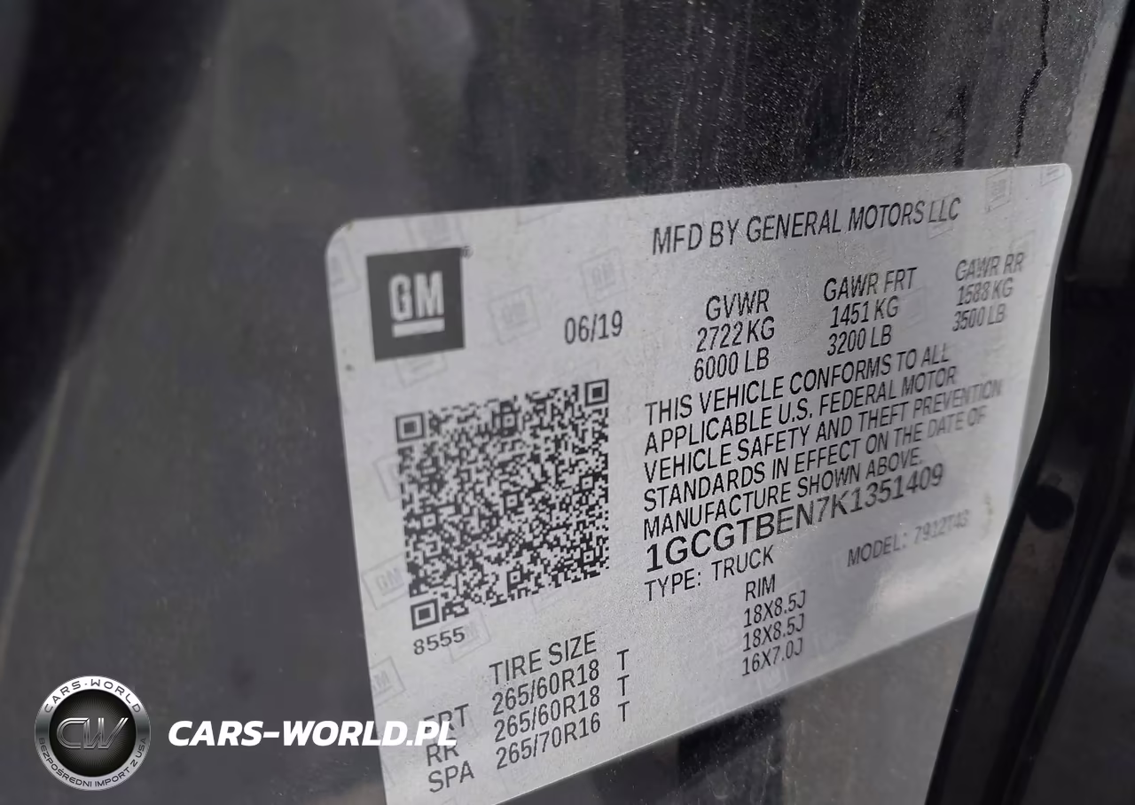 2019 Chevrolet Colorado Wt VIN:1GCGTBEN7K1351409 - 9