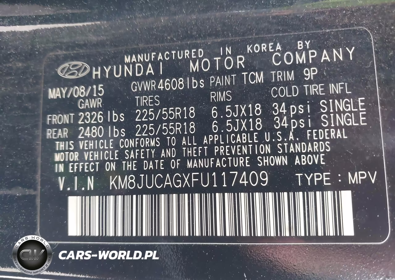 2015 Hyundai Tucson Limited VIN:KM8JUCAGXFU117409 - 9